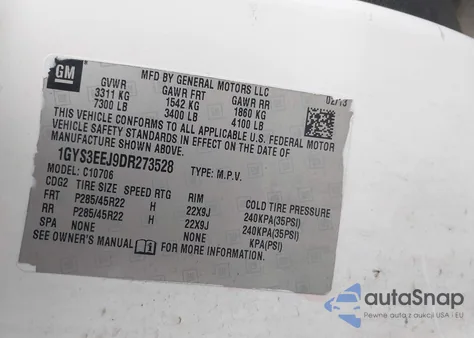 2013 Cadillac Escalade Hybrid Standard from USA, damaged, VIN 1GYS3EEJ9DR273528